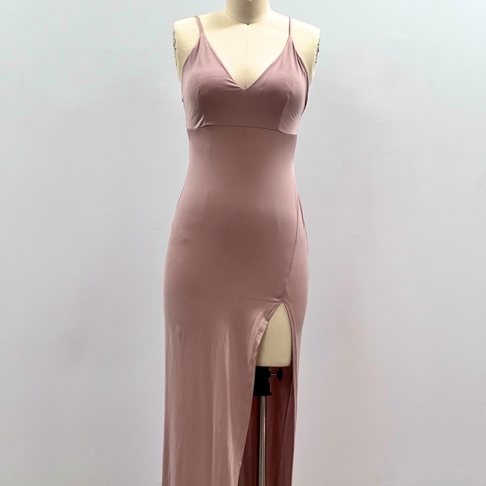 Spaghetti Strap Thigh High Split Dress
